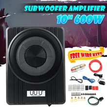 10″ 600W Ultra Thin Car Active Subwoofer Speaker Under Seat Vehicle Subwoofer Bass Amplifier Enclosure Car Audio Amplifier