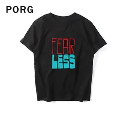 Страх меньше черная футболка Для мужчин печати Повседневное хлопковая уличная одежда Harajuku Футболка Camiseta Masculina футболка Homme 2019; о до
