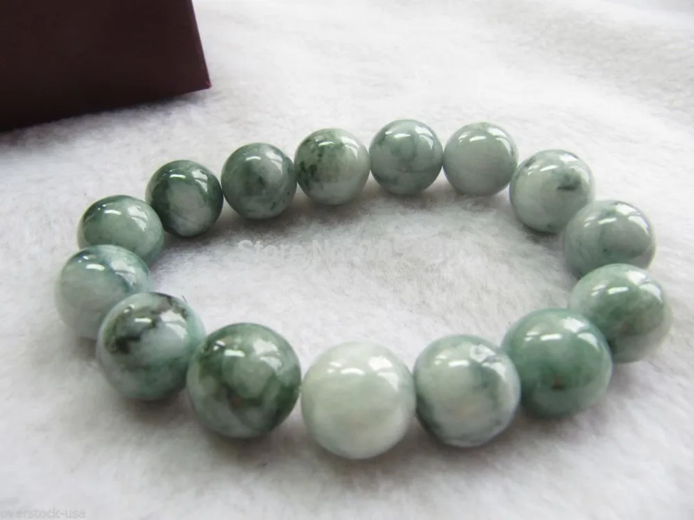 

00970 FINE 100% Natural A Grade Jade (Green jadeite) Smooth 13mm Bead Bracelet