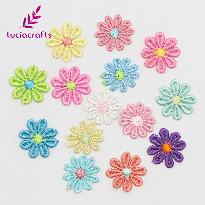 Lucia crafts 2,6 см цветочный узор пришивная вышивка патч для одежды Аппликации DIY аксессуары для украшения 24 шт./лот N0818 - Цвет: Random Color 24pcs