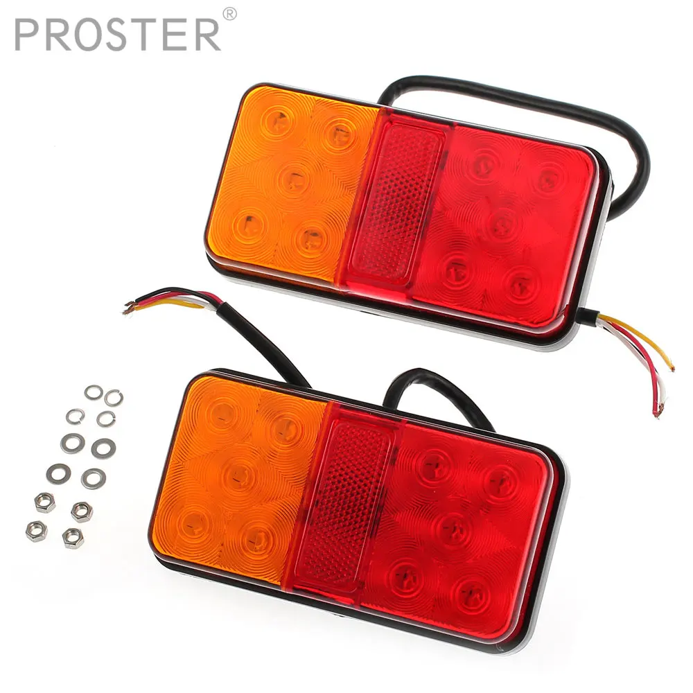 

2 PCS 10 LED Side Marker Light Rear Brake Flashing Reverse Lamp 40cm Cable Red Yellow Car Truck Trailer Bulb 12V Waterproof