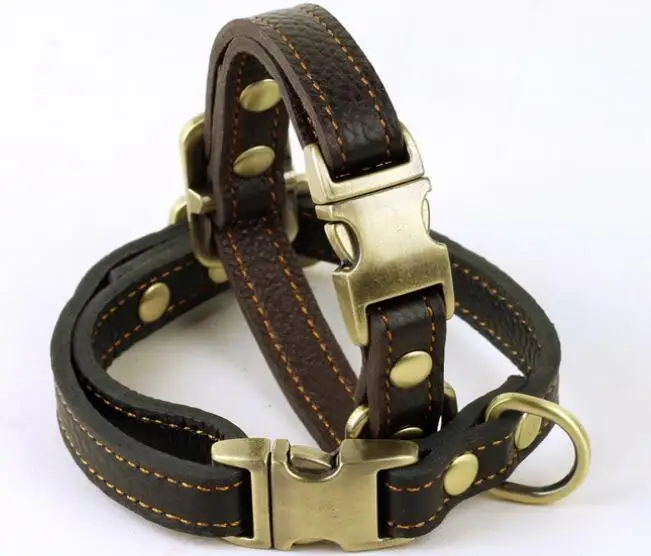 Dog Collar Adjustable No Harm Pet Genuine Leather High Quality Puppy Training Walkingin Collars