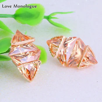 

Love Monologue 5 Colour Simple Office Womens Imitation Crystal Peridot Cubic Zirconia Yellow Gold Color Stud Earrings X0101