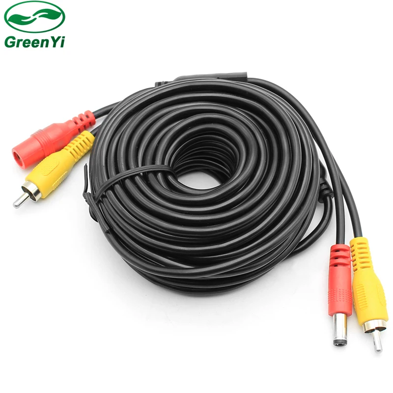 10M RCA DC Power Audio Video AV Extension Cable for CCTV Security Car Tuck Bus Trailer Reverse Parking Camera | Автомобили и