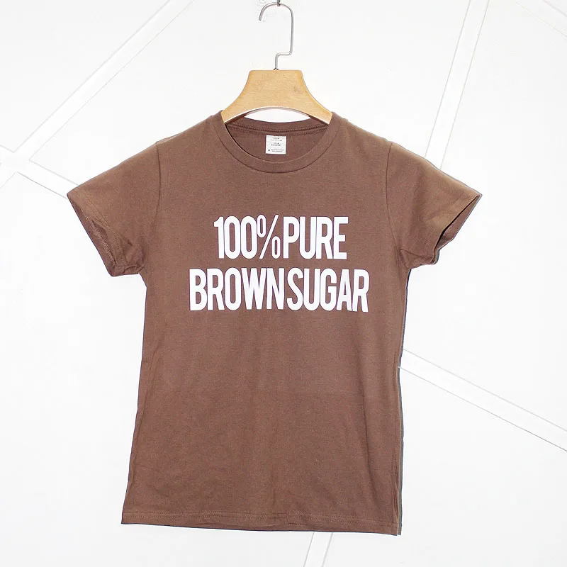 Женская футболка « чистый коричневый сахар», топы с буквенным принтом, женская футболка, однотонная Повседневная облегающая Дизайнерская одежда, футболка с коротким рукавом