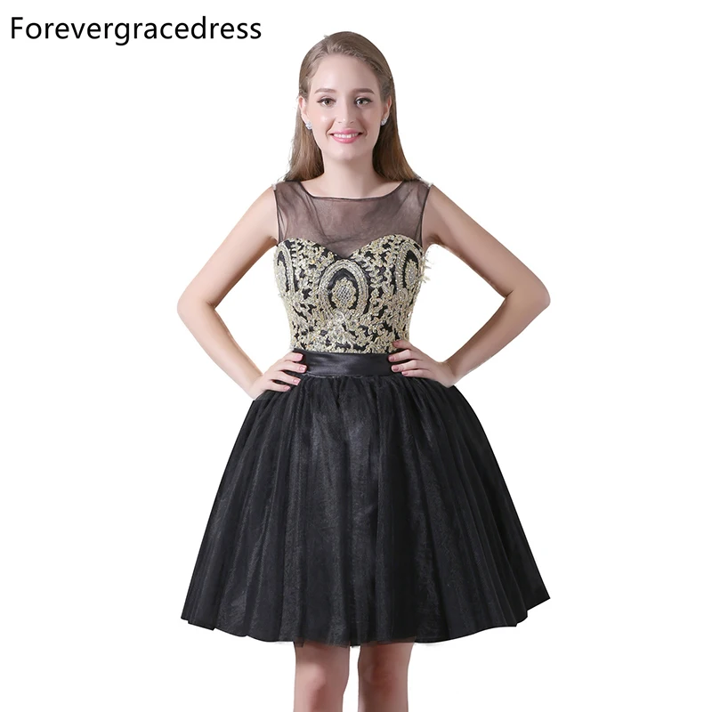 

Forevergracedress Real Photos Illusion Tulle Cocktail Dress Sexy Sleeveless Knee Length Short Homecoming Party Gown Plus Size