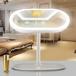 360 Вращающийся Рабочий стол зеркало USB Перезаряжаемые Сенсорный экран макияж светодиодный огни Профессиональный Красота Регулируемая