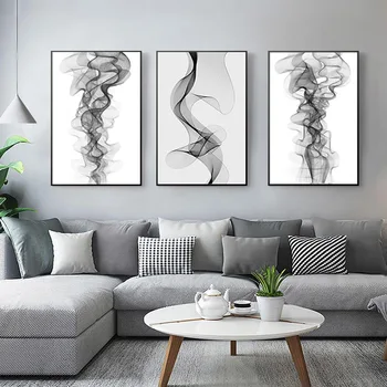 Wavy Lines Pattern Black White Canvas