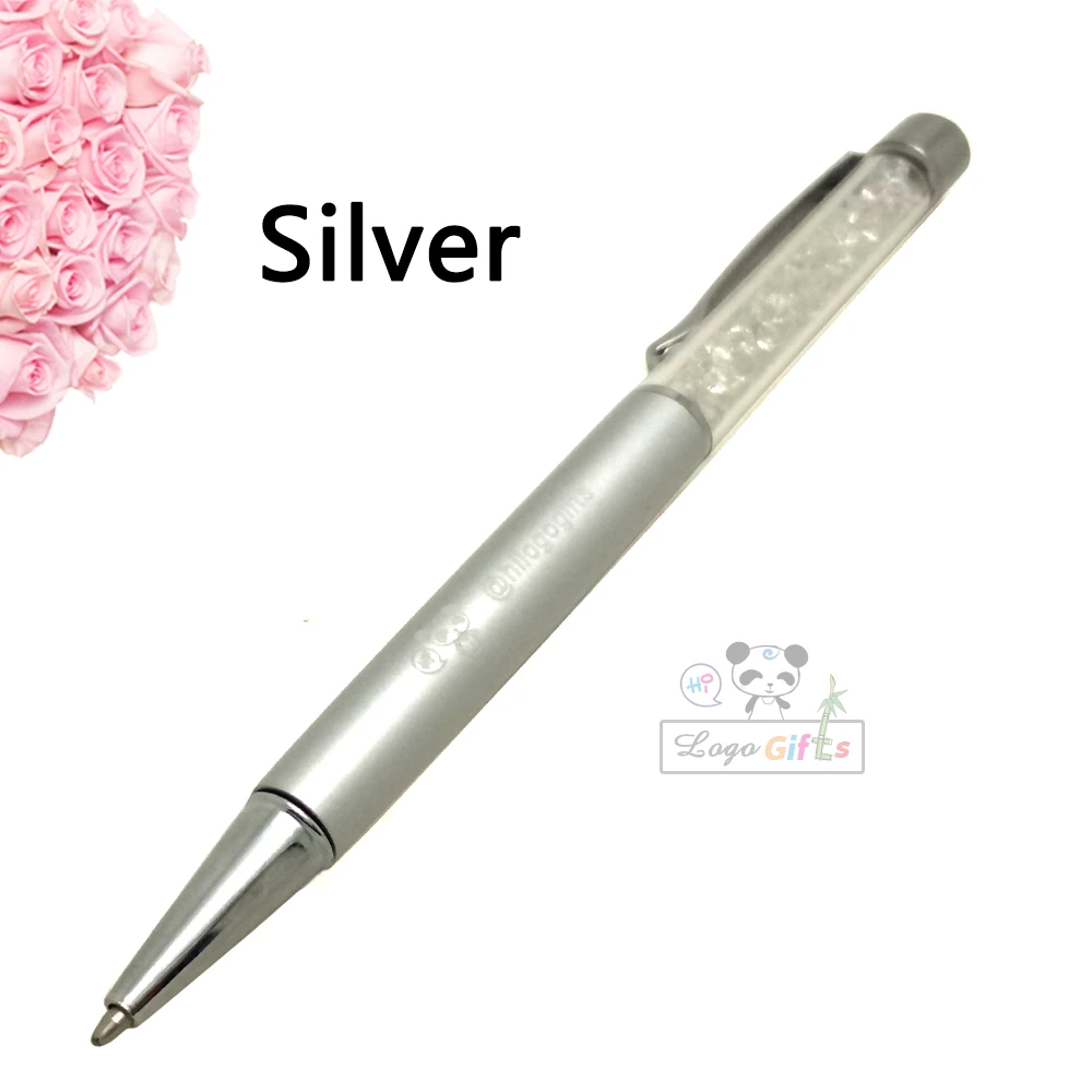Модная дверная ручка со стразами шариковая ручка на заказ с логотипом вашей компании/электронной почтой/веб-сайтом для мероприятий вашей компании - Цвет: Silver