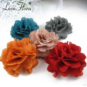 

Free shipping!36pcs/lot 6cm New flax fabric flowers wedding accessory hair accessory