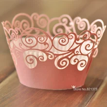 Розовые Кружевные облачные лазерные огранки обертки для кексов, DIY цветные Маффин, торт, кекс упаковочная обертка для свадебного дня рождения