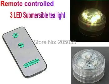 

36pcs/lot 3smd Triple LED remote control submersible Led tealight candle waterproof Wedding/Xmas/centerpiece aquarium-warm white