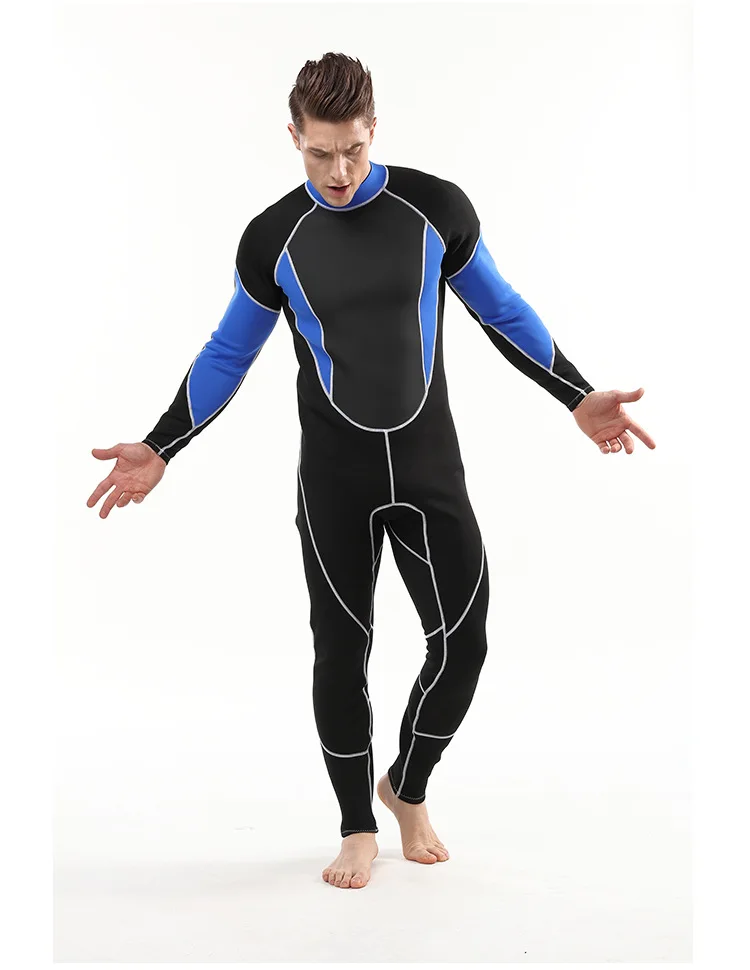 2mm Men Women wetsuit Long sleeved one piece Swimsuit neoprene Triathlon Diving suit Super Elastic Surf wet suit for cold water