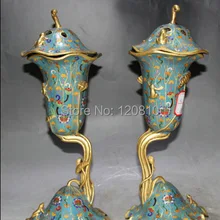 1" Китайский Перегородчатой Бронзовый Листьев Лотоса Лягушка Курильница Курильница Пара