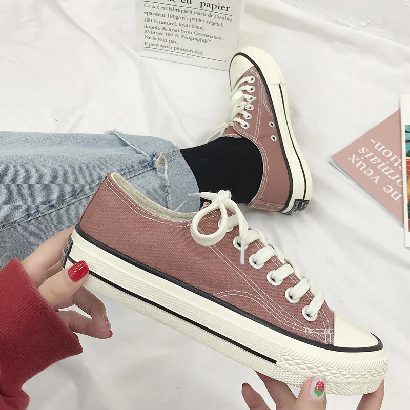

VTOTA Casual Shoes Woman Sneakers Lace-Up Canvas Shoes Tenis Feminino Flat Candy Colors Breathable Platform Vulcanized Shoes