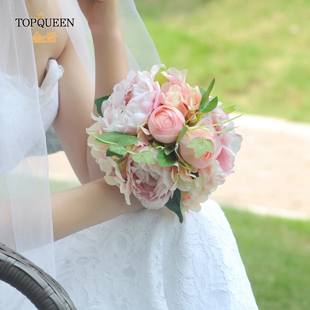 TOPQUEEN F15 Свадебные цветы Свадебные букеты невесты букет розовая роза букет искусственных цветов