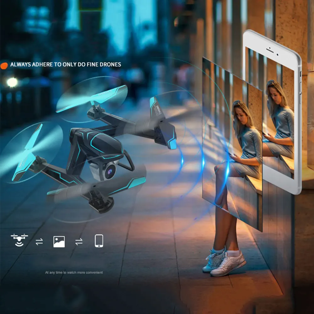 UAV High Performance Aircraft WiFi Video 6-Axis Gyro One Key Take Off LED Lighting Helicopter