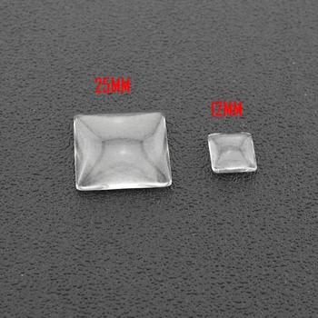 

JWEIJIAO 10pcs/lot 12mm/ 25mm Square Shape Flat Back Clear Glass Cabochon,High Quality DIY Jewelry Findings