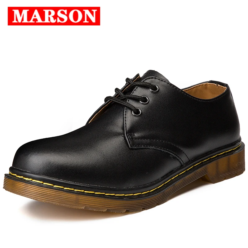 MARSON/мужские демисезонные Туфли-оксфорды обувь из натуральной кожи больших размеров модные повседневные мужские кожаные мокасины, ботинки в деловом стиле