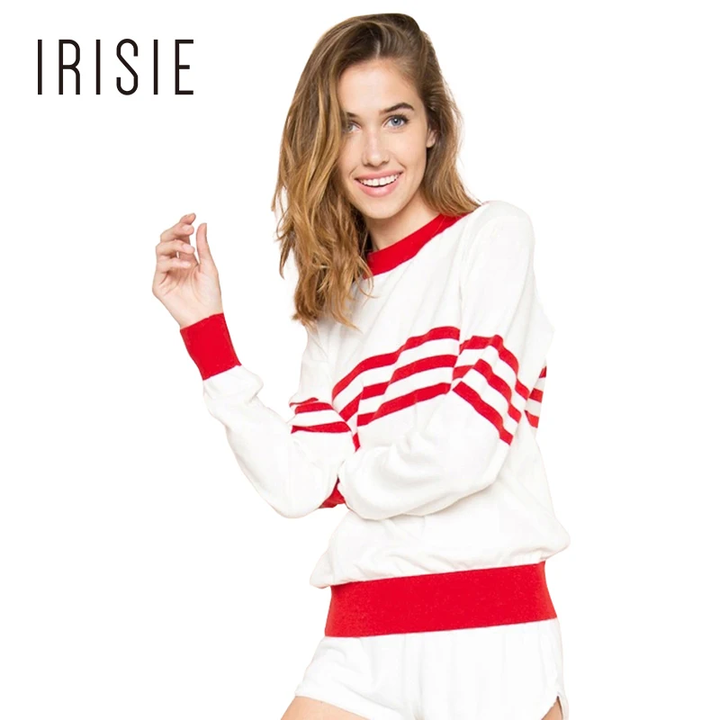 IRISIE Apparel 2017 Fashion Knitted Tops Women Long Sleeve Female Pullover Sweet Color Block Stripe Loose Ladies Sweater | Женская