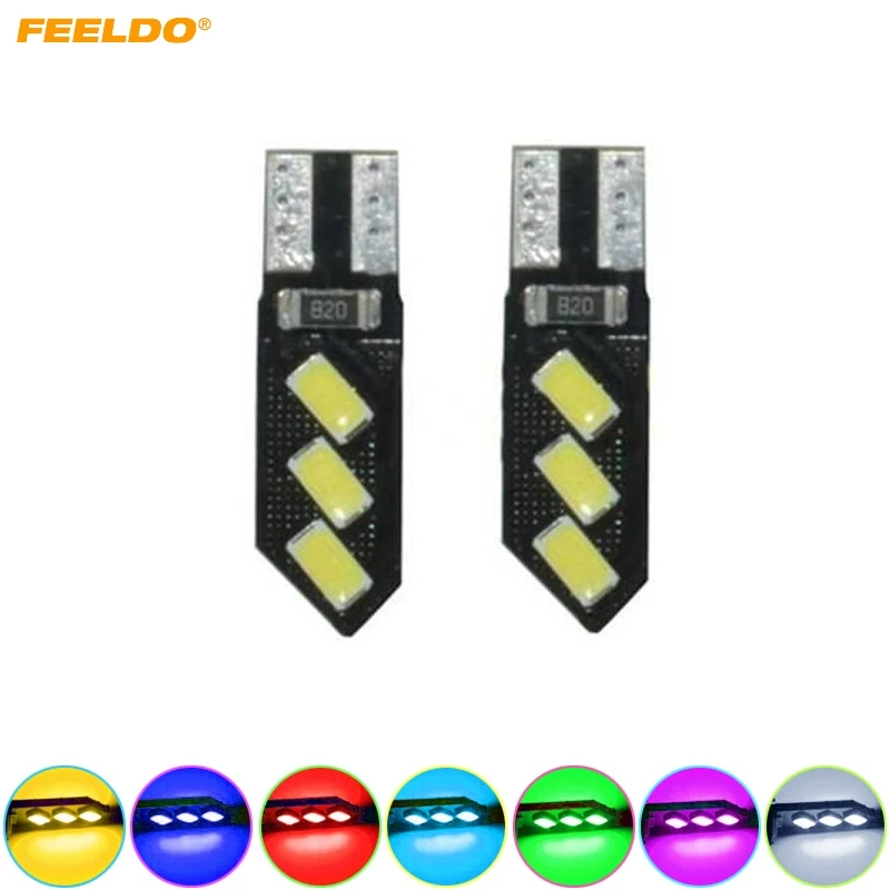 FEELDO 2 шт. DC12V T10 194 3 Вт 6SMD 5630 автомобильная светодиодная лампа Canbus без ошибок 7