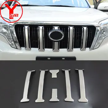 

chrome grille cover For Toyota Land cruiser Prado 150 2014 2015 2016 2017 accessories car part for toyota PRADO 150 2015 YCSUNZ