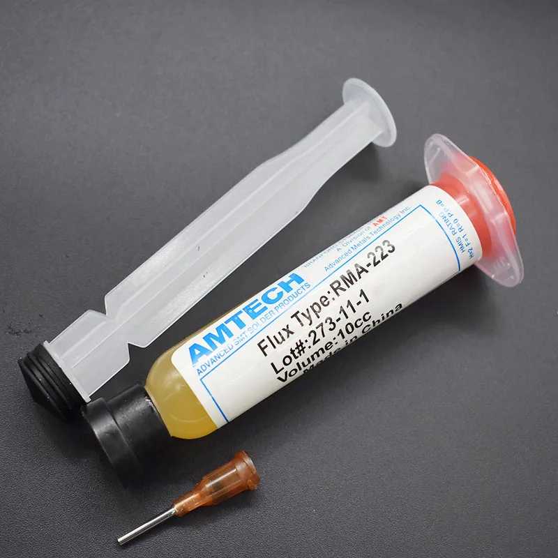 

1 Set Needle Shaped 10cc RMA-223 PCB PGA BGA SMD With Flexible Tip Syringe Solder Paste Flux Grease Repair Solde