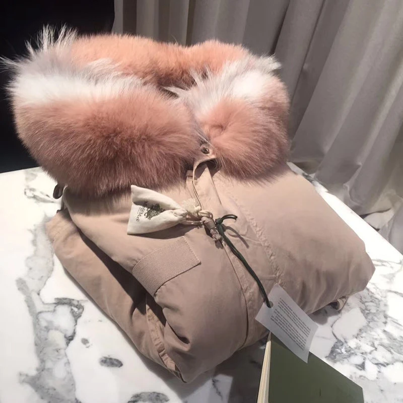 Piecon Female New Fox Inner Bile Parker Overcoat Long Couple Out-of-season Cleaning Fur Overcoat