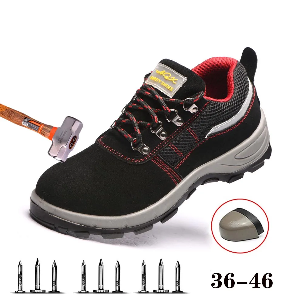 

New Breathable Safety Shoes Lightweight Men's Summer Stab-Resistant Steel Toe Cap Work Shoes Breathable Sports Shoes Large 36-46