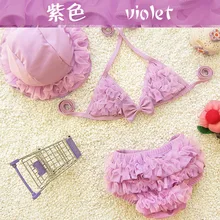 Из трех частей для девочек Купальники Девушки Лето купальник большой размер для девочек Купальник Дети Девушки Пляж купальный костюм