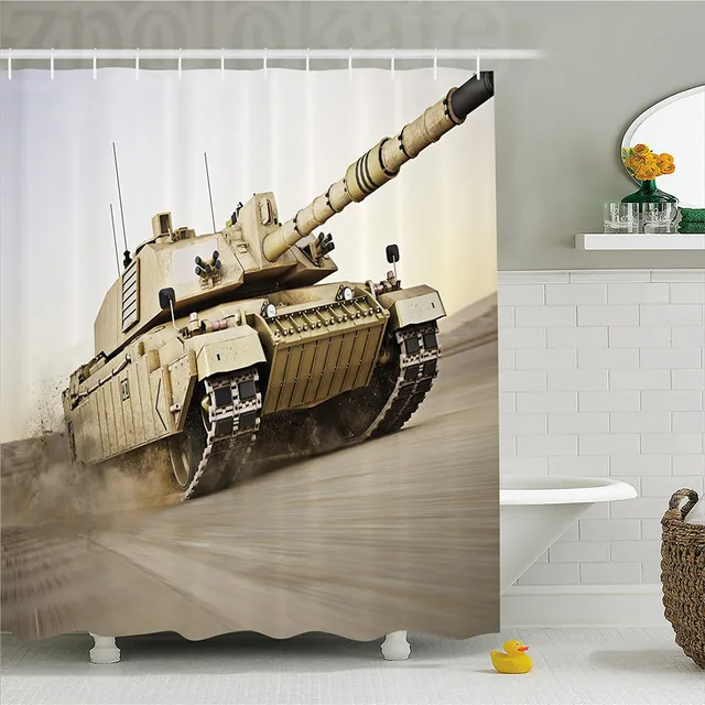 War Home Decor Shower Curtain Military Tank Moving Sdy With War Home Decor Shower Curtain Military Tank Moving Sdy With Motion Blur Over Sand Dangerous Artillery