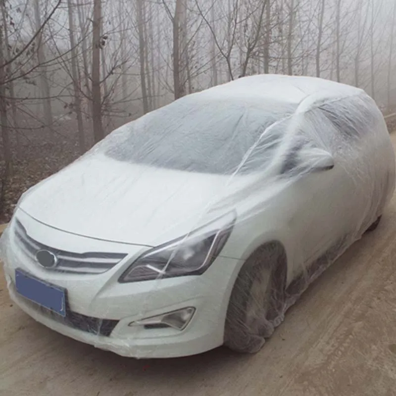 1 Clear Universal Temporary Disposable Car Cover Rain Dust Garage High Quality