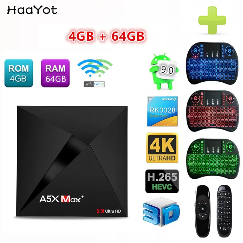 HAAYOT A5X Max+ Android 9.0 RK3328 4G 64G Set Top Box 2.4