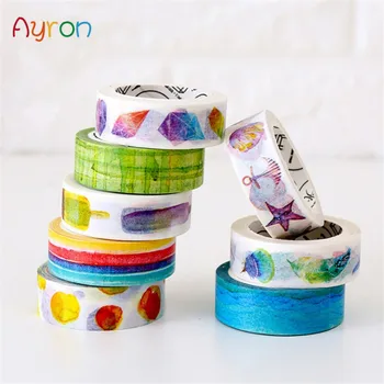 

Ayron 1 pcs 1.5cm*8M Rich color series colorful Decorative Washi Tape DIY Scrapbooking Masking Craft Tape School Office Supply