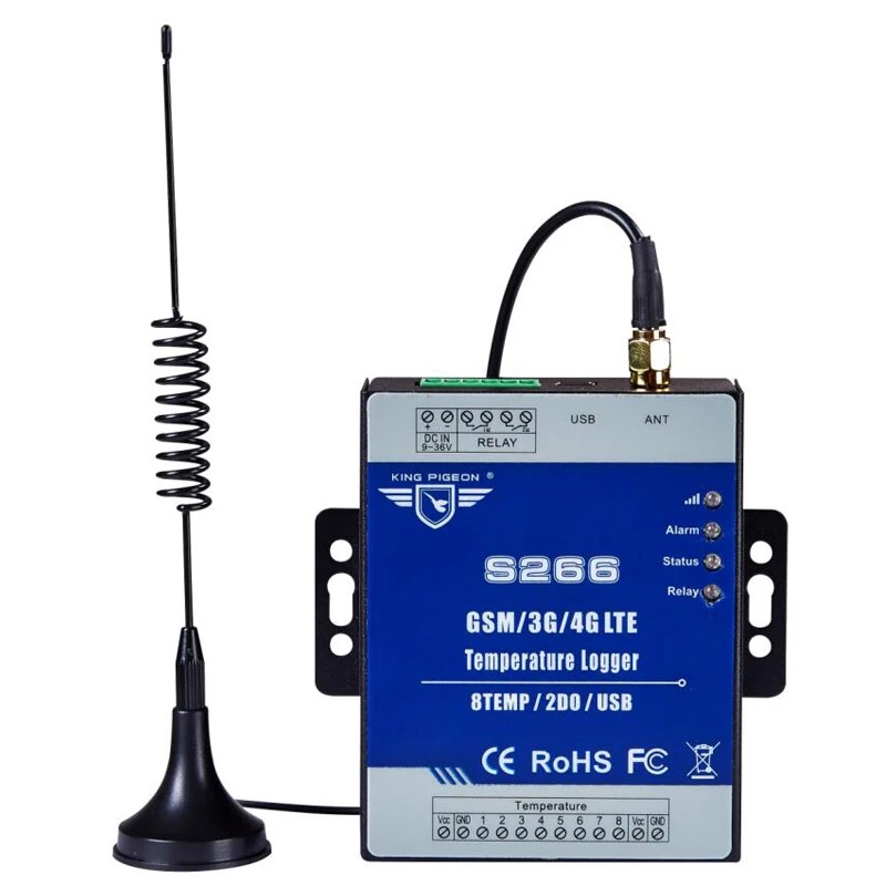 Сетевой регистратор данных о температуре 3G 4G SMS IIOT RTU с поддержкой 8 температурных