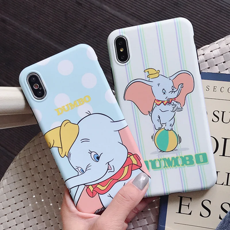 Cute Dumbo Colored Soft Silicone Phone Case For iPhoneX XR XS MAX Cartoon Flying Elephant Back Cover iPhone 8 7 6 6S Plus |