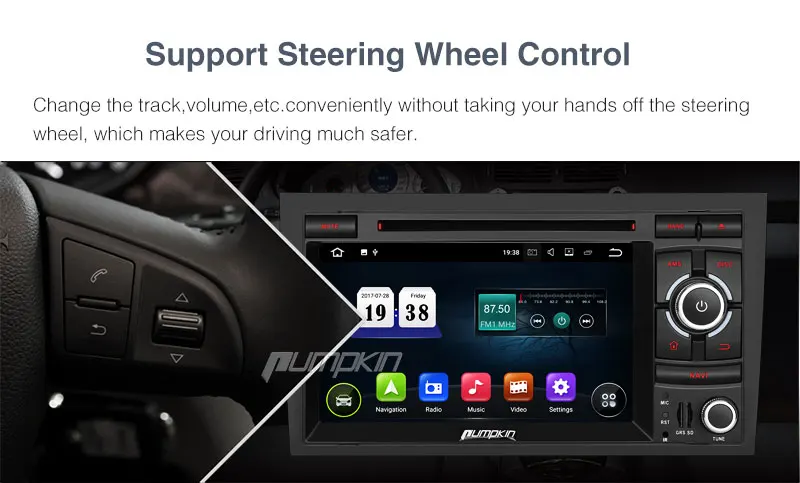 Top Pumpkin 2 Din7" Android 7.1 Car Multimedia DVD Player For Audi A4 2003-2008 GPS Navigation Car Stereo FM Rds Radio Wifi Headunit 17