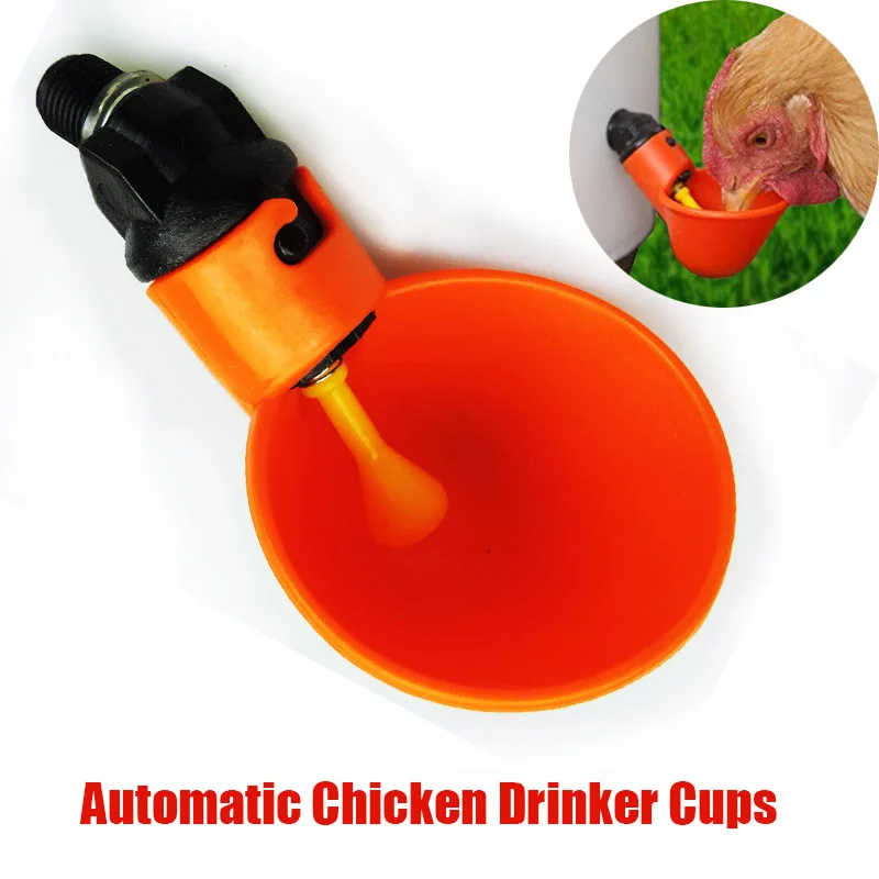 

5 Pcs Plastic Chicken Waterer Nipple Automatic Chicken Waterer feeder Hanging drinking Cup Chicken Feeders And Drinkers