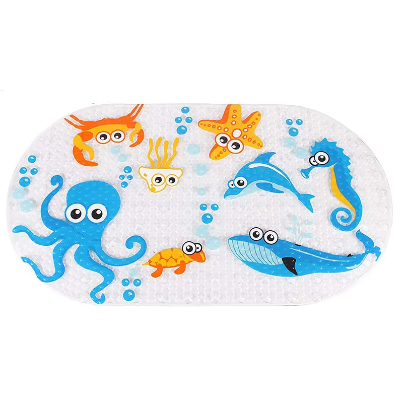 

Cute Cartoon Bathroom Non Slip Bath Shower Mat Safety Strong Suction PVC Bathroom Mat Kids Child Baby Bathroom Mat
