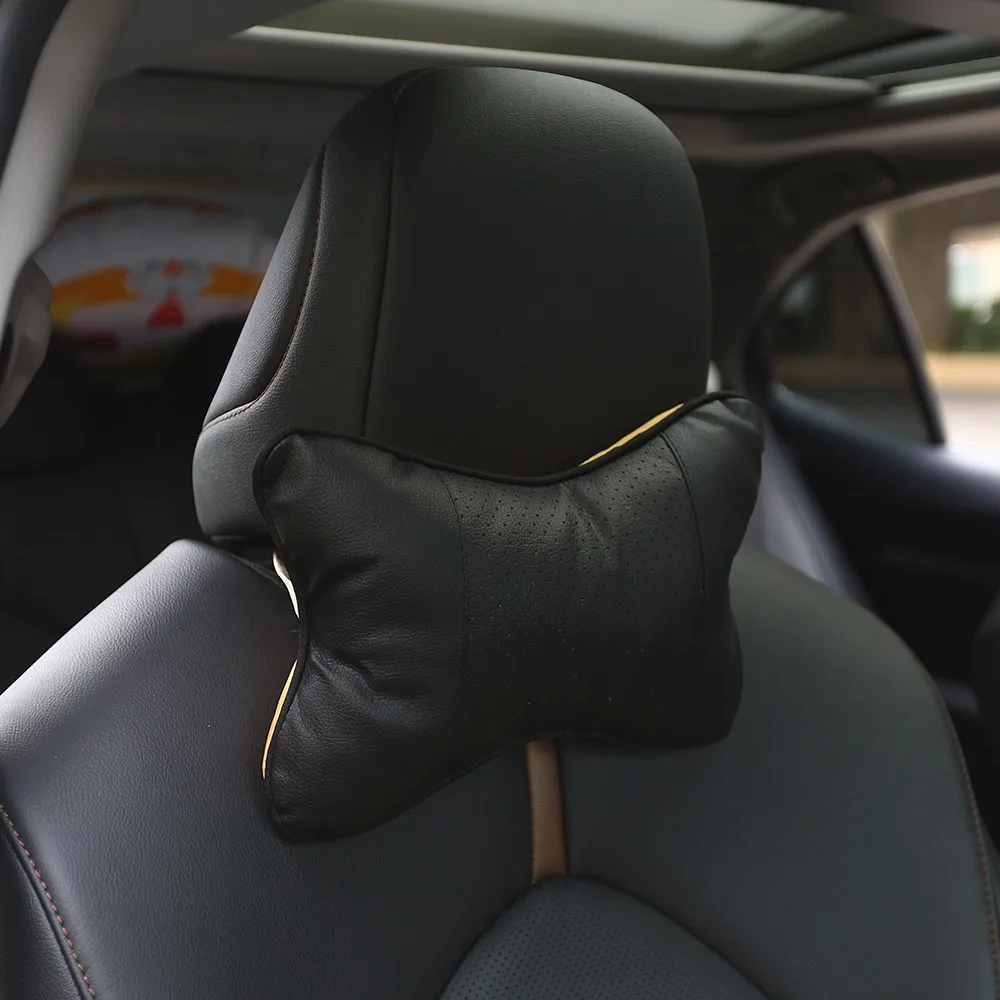 

Car Neck Pillow Leather Cloud Silk Breathable Car Pillow Protection Neck Universal Car Headrest Pillow 4 Colors Car Accessories