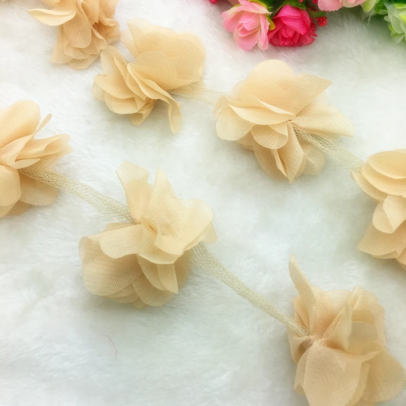 1 ярд кружева цветок шифон свадебное платье свадебная ткань кружево отделка DIY Детская резинка для волос