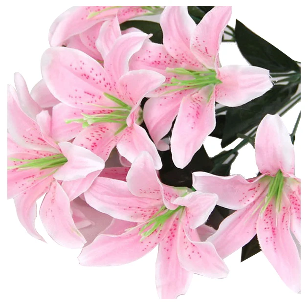 Practical Boutique 10 Heads Silk Flower Artificial Lilies Bouquet Home Wedding Floral Decorin