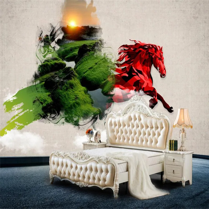 

3D Custom Modern Photo Wallpaper for Bedroom Decor Living Room Animal Wall Papers Mural TV Background Horse Abstract Wallpaper