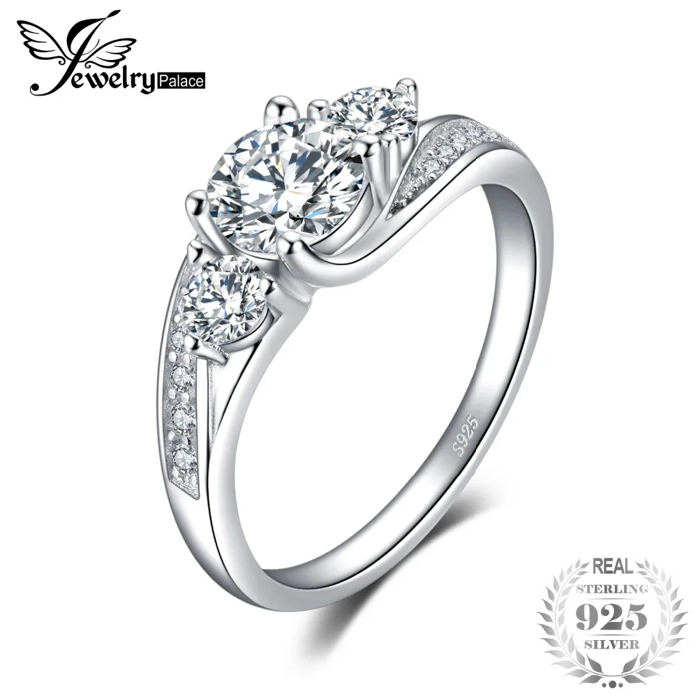 JewelryPalace Classict Cubic Zirconia Engagement Promise Wedding Ring 925 Sterling Silver Birthday Present For Girlfriend JewelryPalace Classict Cubic Zirconia Engagement Promise Wedding Ring 925 Sterling Silver Birthday Present For Girlfriend