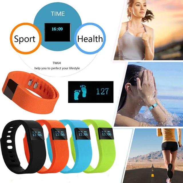 TW64 Fitness Tracker Bluetooth Smart band Sport Bracelet Smart Band Wristband Pedometer For iPhone IOS Android