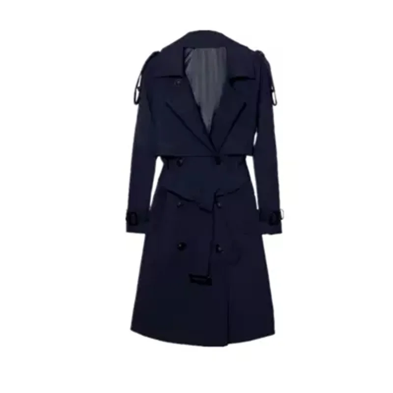 Повседневное женское пальто весна осень мода отложной воротник двубортное пальто размера плюс Свободный Длинный Тренч C170