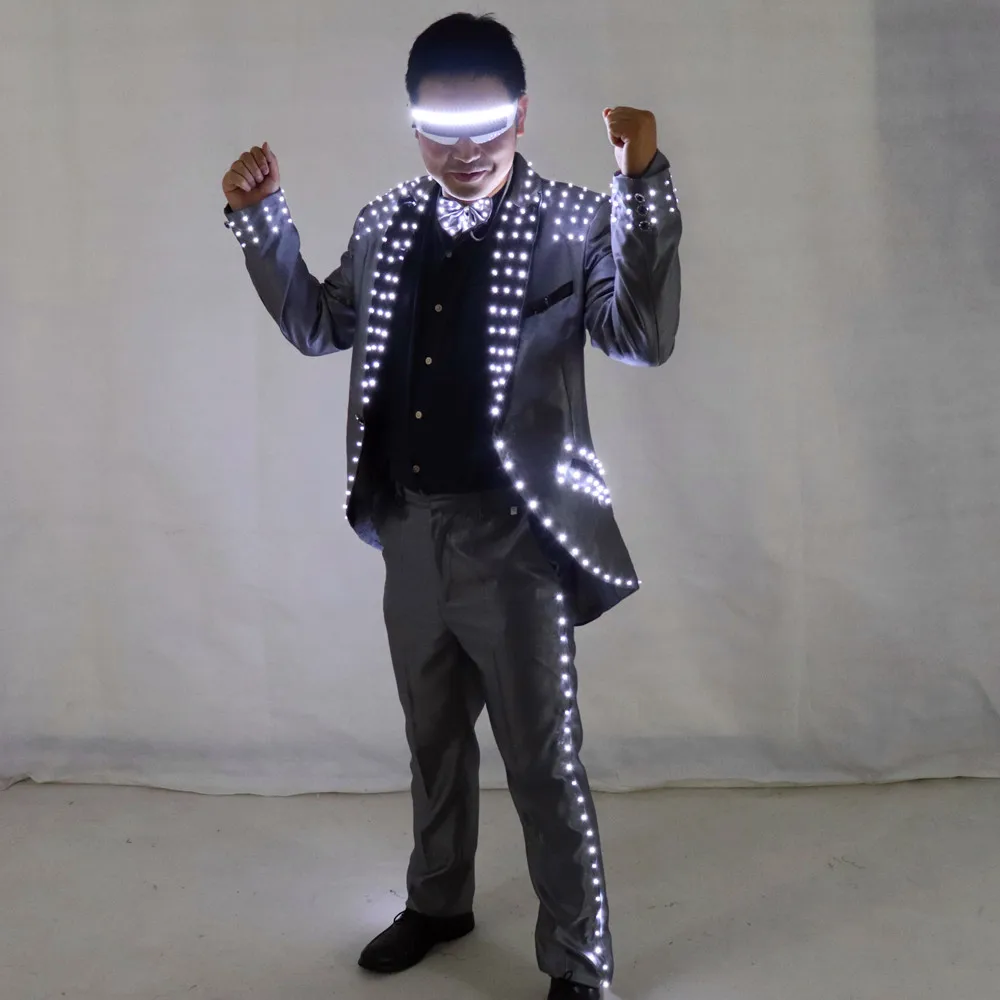 Fashion Swallowtail LED Tuxedo Luminous Costumes Glowing vestidos LED