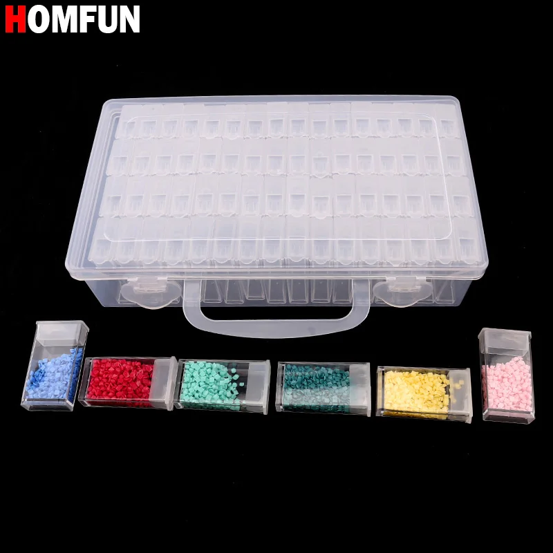 HOMFUN Diamond embroidery diamond painting tool! 64 lattice, transparent plastic storage box, 64