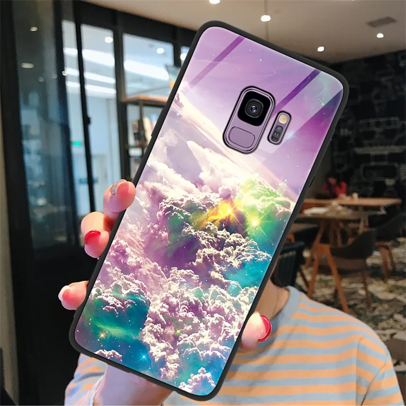 Звездное небо закаленное Стекло чехол для samsung Galaxy A30 A40 A50 A70 M10 M20 J4 J6 J5 J7 S8 S9 S10 плюс A6 A7 A8 A9 крышка - Цвет: ziyunty