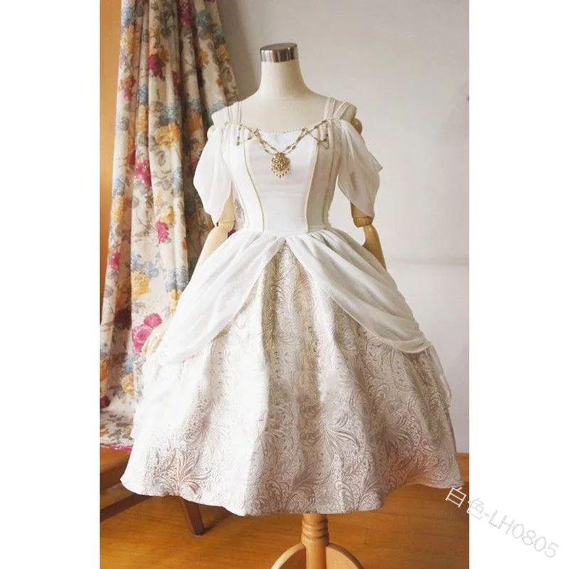 Женское платье лолиты, платья со складками, средневековые винтажные вечерние бальные платья с коротким рукавом и квадратным воротником, костюмы для косплея